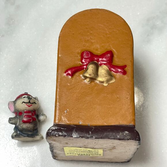 Vintage Jasco Snowy Holiday Shelters Candle Christmas Clock Mouse 2 in 1 READ - Picture 9 of 10